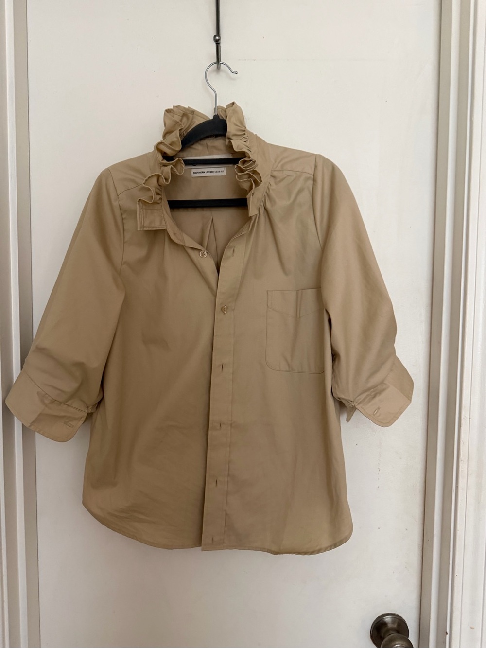 KMJ - Southern lover - Ruffled Collar Beige women’s Shirt